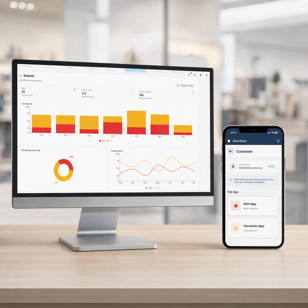Siren Portal och SirenTech App sida vid sida
